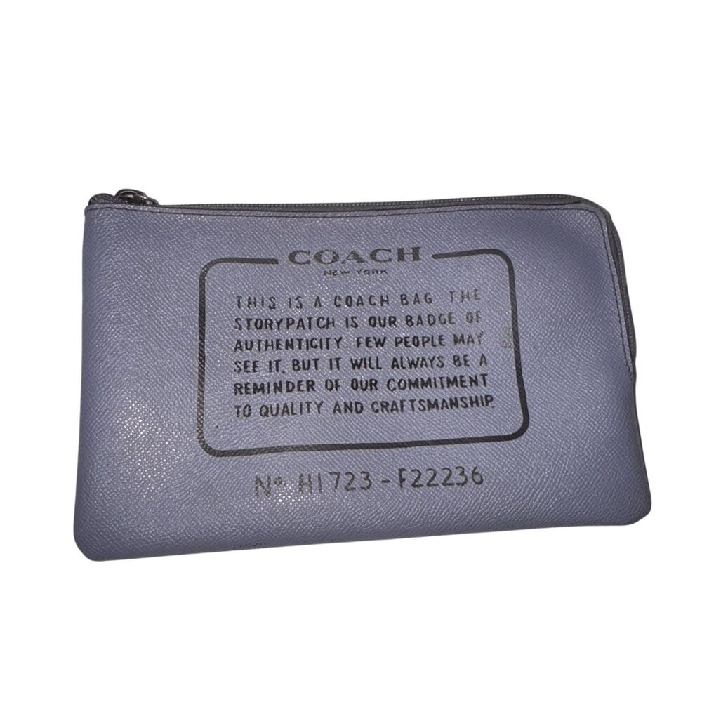 Coach New York Blue Leather Zip Pouch Bag
